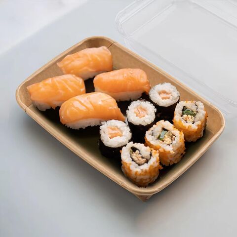 Contenedor de Sushi de Papel de Aluminio Desechable y Ecológico Hecho a Medida para Comida Para Llevar y Regalos - Tamaño y Forma Personalizados