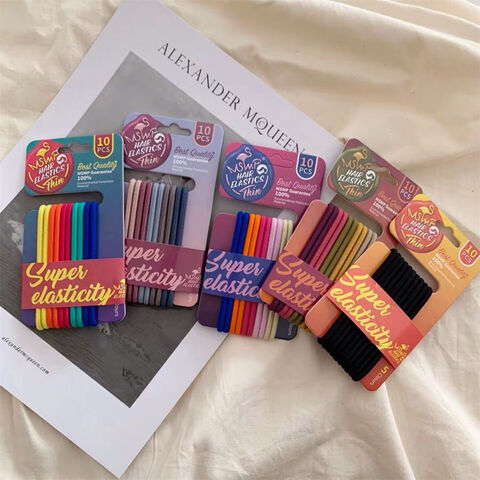 10 pièces Élastiques à cheveux couleur arc-en-ciel, accessoires de base pour cheveux, conception simple, corde à cheveux élastique en caoutchouc