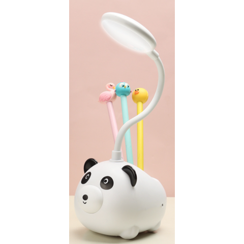 Portalápices Panda Creativo con Lámpara LED de Escritorio para Protección Ocular y Carga Nocturna - Lámpara de Mesa