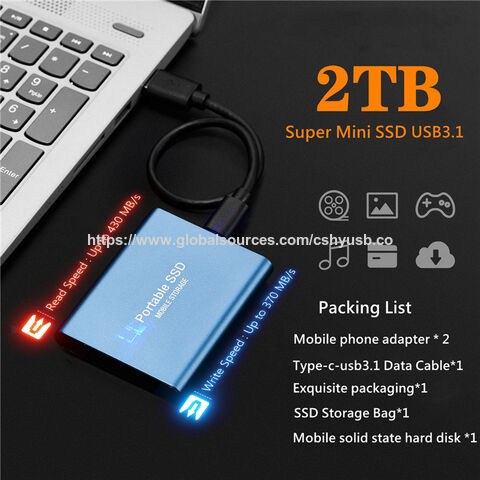 Nuevo Disco Duro SSD de Alta Velocidad y Bajo Costo USB3.0 Tipo-C 500GB 1TB 2TB 8TB 64TB Disco de Memoria Almacenamiento Móvil para Computadoras, Gran Venta