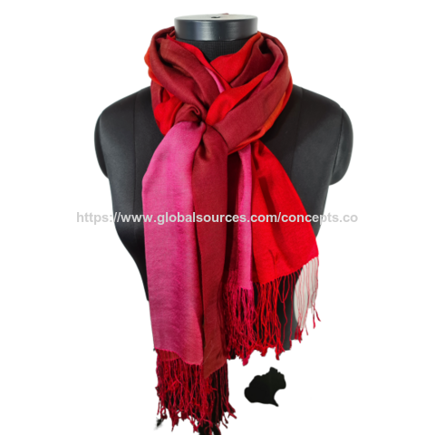 Kaschmir-Maulbeerseide-Schal, schöner rot/rosa farbener Kaschmir-Maulbeerseide-Schal.