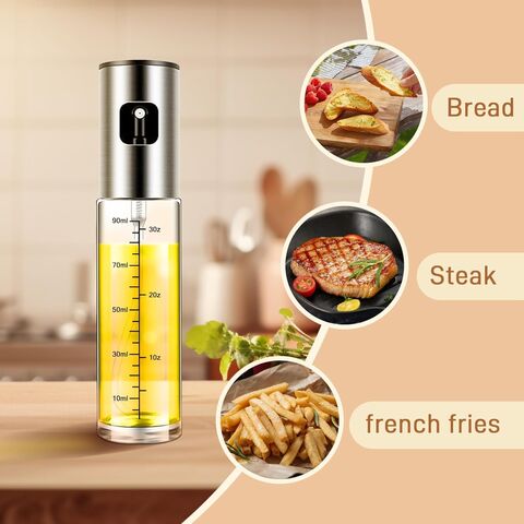 2er-Pack Ölsprüher Glas 100 ml, Ölspray für Heißluftfritteuse, Sprühflasche für Speiseöl, Olivenölsprüher.