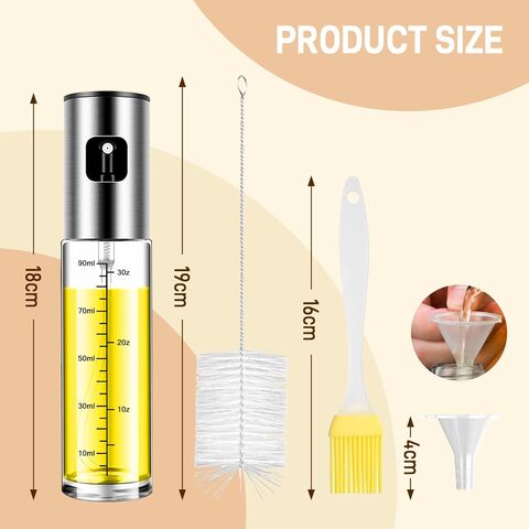 2er-Pack Ölsprüher Glas 100 ml, Ölspray für Heißluftfritteuse, Sprühflasche für Speiseöl, Olivenölsprüher.