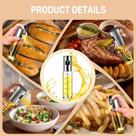2er-Pack Ölsprüher Glas 100 ml, Ölspray für Heißluftfritteuse, Sprühflasche für Speiseöl, Olivenölsprüher.