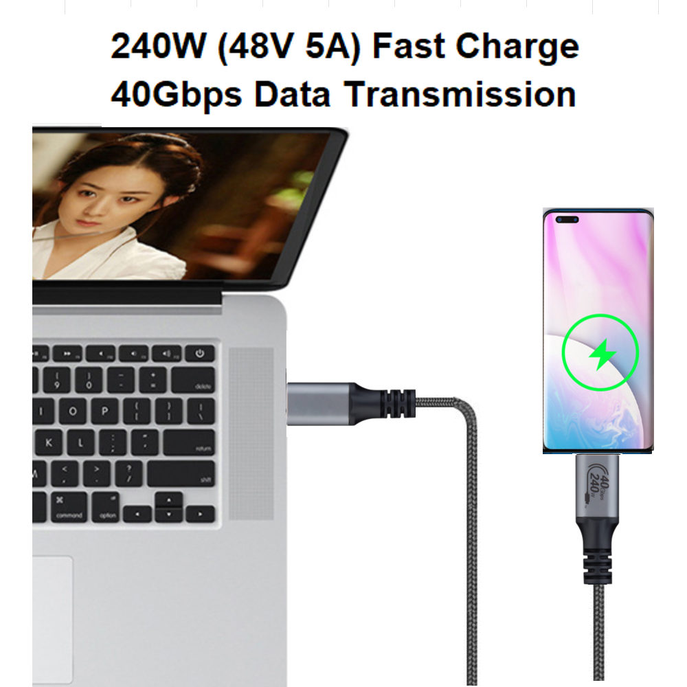 RVP+ USB C To USB C Cables 2-Pack - 240W Fast Charging & Data Transfer Nylon Braided