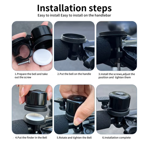 Mini Sonnette de Vélo Intelligente Live Anti-Perte GPS Tracker Localisateur pour Vélo, Compatible AirTag