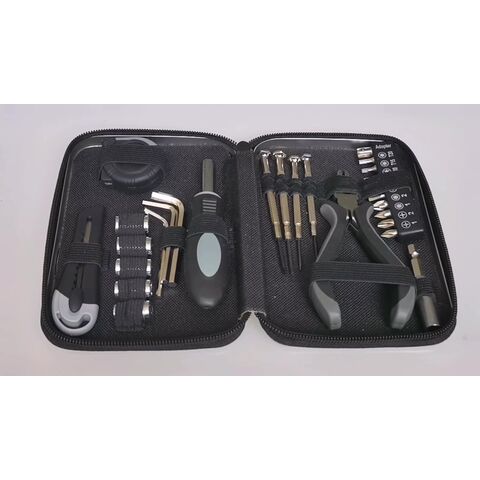 Jeu d'outils de quincaillerie en fer blanc de 27 pièces, cadeau promotionnel avec logo, boîte en fer blanc et doublure en tissu Oxford, idéal pour la maison et le bureau