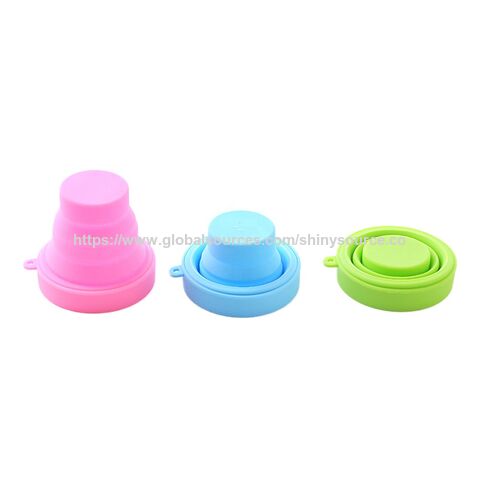 Vaso de Viaje Plegable de Silicona Portátil, Taza de Camping Plegable de Goma con Mosquetón y Correa para Colgar