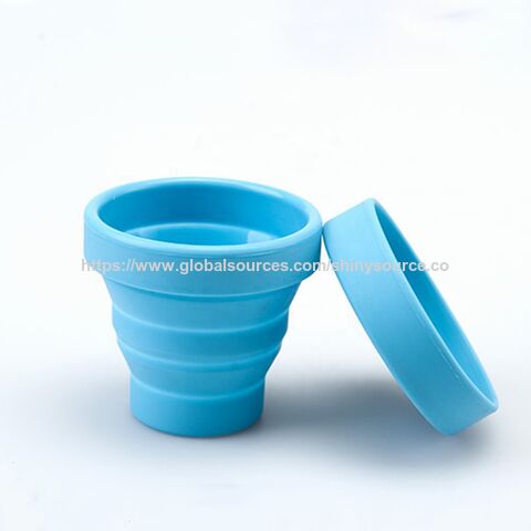 Vaso de Viaje Plegable de Silicona Portátil, Taza de Camping Plegable de Goma con Mosquetón y Correa para Colgar
