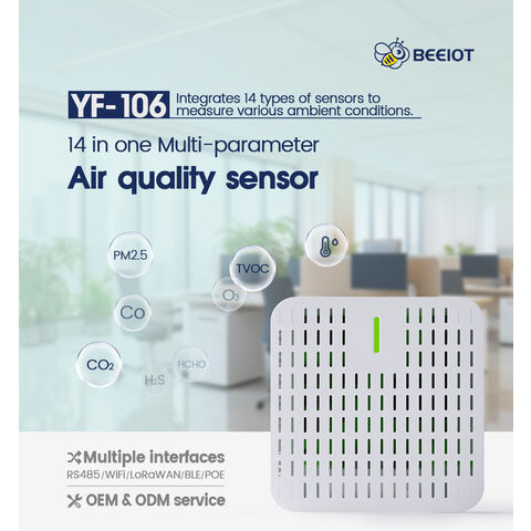 WiFi PoE LoRaWAN Luftqualitätsmonitor CO2 PM2.5 PM10 O2 O3 TVOC HCHO für Smart Buildings, Wohnungen, Hotels, Schulen