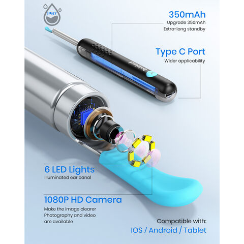 Otoscopio Inalámbrico OEM con Cámara HD, Iluminación LED y Control por APP para Visualización Mejorada del Canal Auditivo