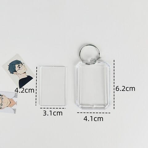 Llavero de fotos personalizado, creativo, en stock, con forma personalizada, colgante para teléfono móvil en blanco, llavero con marco de fotos acrílico transparente