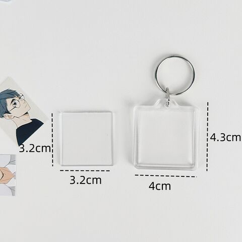 Llavero de fotos personalizado, creativo, en stock, con forma personalizada, colgante para teléfono móvil en blanco, llavero con marco de fotos acrílico transparente