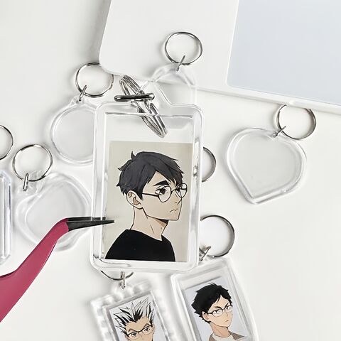 Llavero de fotos personalizado, creativo, en stock, con forma personalizada, colgante para teléfono móvil en blanco, llavero con marco de fotos acrílico transparente