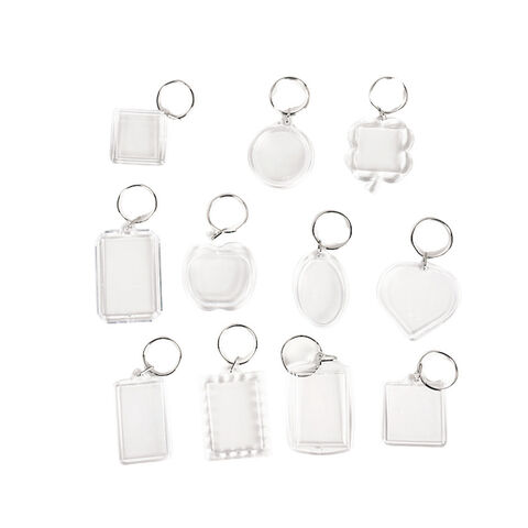 Llavero de fotos personalizado, creativo, en stock, con forma personalizada, colgante para teléfono móvil en blanco, llavero con marco de fotos acrílico transparente