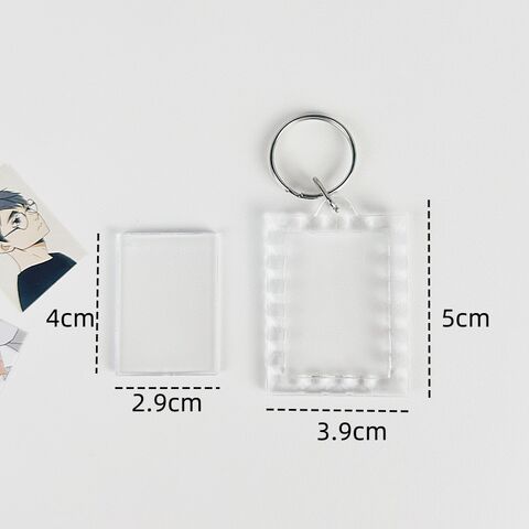 Llavero de fotos personalizado, creativo, en stock, con forma personalizada, colgante para teléfono móvil en blanco, llavero con marco de fotos acrílico transparente