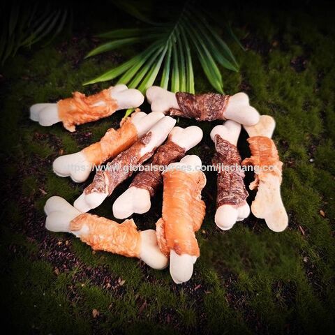 Snack para perros con hueso de leche envuelto en pollo, palito para la dentición con sabor a pollo, juguete para perros aperitivo de limpieza de calcio y alto contenido de calcio