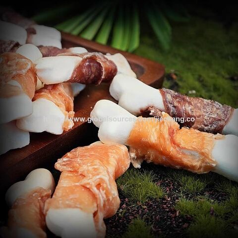 Snack para perros con hueso de leche envuelto en pollo, palito para la dentición con sabor a pollo, juguete para perros aperitivo de limpieza de calcio y alto contenido de calcio