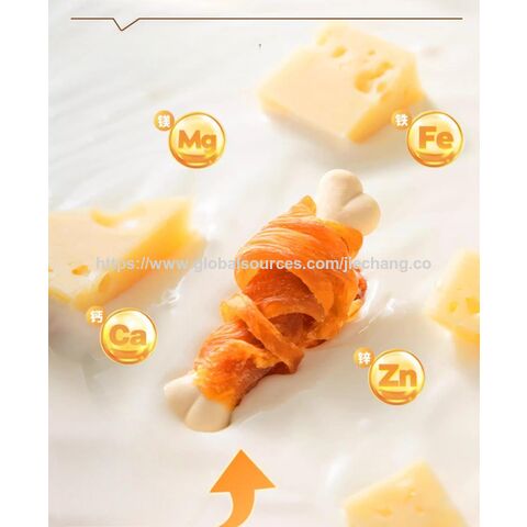 Snack para perros con hueso de leche envuelto en pollo, palito para la dentición con sabor a pollo, juguete para perros aperitivo de limpieza de calcio y alto contenido de calcio