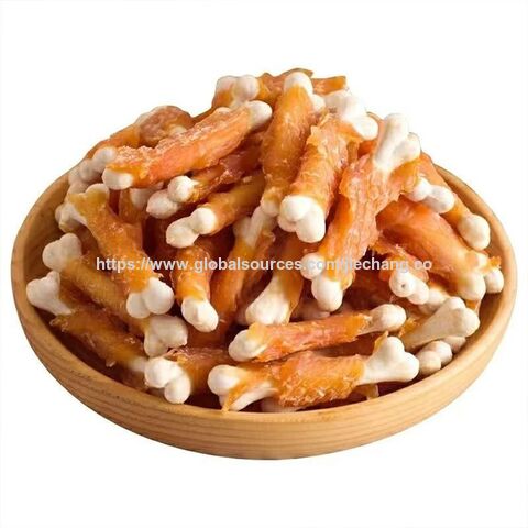 Snack para perros con hueso de leche envuelto en pollo, palito para la dentición con sabor a pollo, juguete para perros aperitivo de limpieza de calcio y alto contenido de calcio