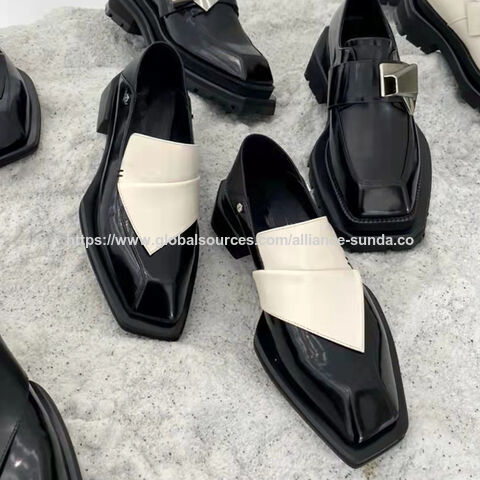 Novos Sapatos de Vestir Femininos Personalizados com Salto Grosso e Plataforma, Mocassins e Sapatos Formais Femininos