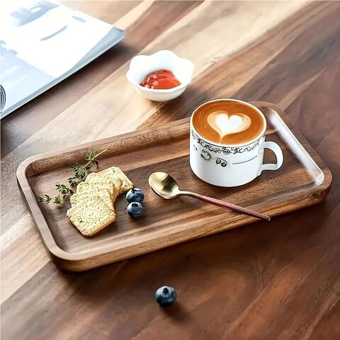 Bandeja de Madera Elegante - Perfecta para Frutos Secos, Aperitivos y Refrescos - Plato de Café - Accesorios Únicos de Decoración para el Hogar - Cocina