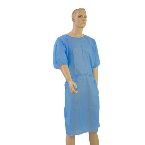 Camisolas de paciente de polipropileno, leves e respiráveis com fecho de velcro no pescoço