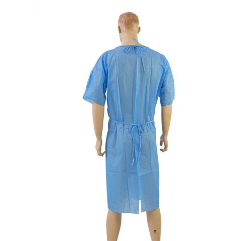 Camisolas de paciente de polipropileno, leves e respiráveis com fecho de velcro no pescoço