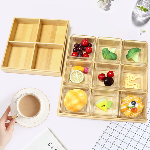 Individuell anpassbare Süßigkeiten- und Nuss-Display-Box mit Deckel für Kinder – Geteilte Servierplatte für Sofa, Picknick und Aufbewahrung