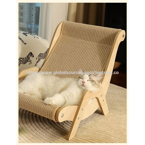 Cama reclinável para gatos, arranhador, sofá para gatos, rede para animais de estimação, tapete de sisal resistente a arranhões para afiar as unhas, evita a dispersão de areia para gatos
