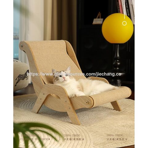 Cama reclinável para gatos, arranhador, sofá para gatos, rede para animais de estimação, tapete de sisal resistente a arranhões para afiar as unhas, evita a dispersão de areia para gatos