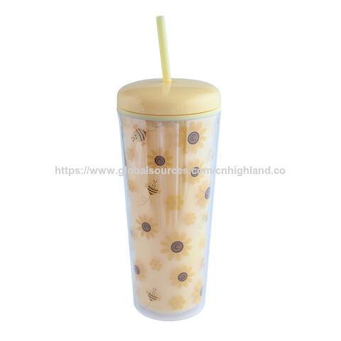 Vaso de agua de plástico AS de 18 oz y 750 ml con impresión personalizada y gran capacidad con pajita para pedidos al por mayor, regalos promocionales y eventos corporativos
