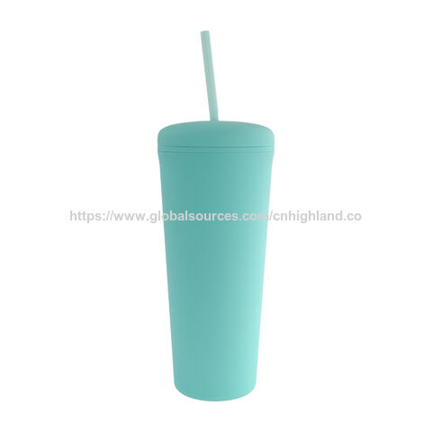 Vaso de agua de plástico AS de 18 oz y 750 ml con impresión personalizada y gran capacidad con pajita para pedidos al por mayor, regalos promocionales y eventos corporativos