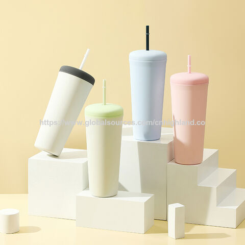 Vaso de agua de plástico AS de 18 oz y 750 ml con impresión personalizada y gran capacidad con pajita para pedidos al por mayor, regalos promocionales y eventos corporativos