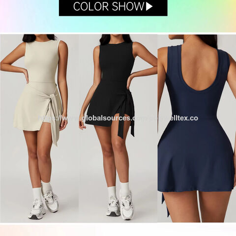Conjunto de Fitness Personalizado Saia de Tênis Academia Vestido Esportivo Justo Emagrecedor com Alças Vestido Casual de Fitness Yoga Tênis