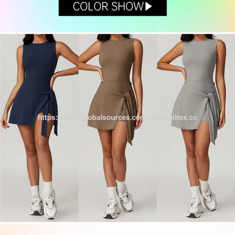 Conjunto de Fitness Personalizado Saia de Tênis Academia Vestido Esportivo Justo Emagrecedor com Alças Vestido Casual de Fitness Yoga Tênis