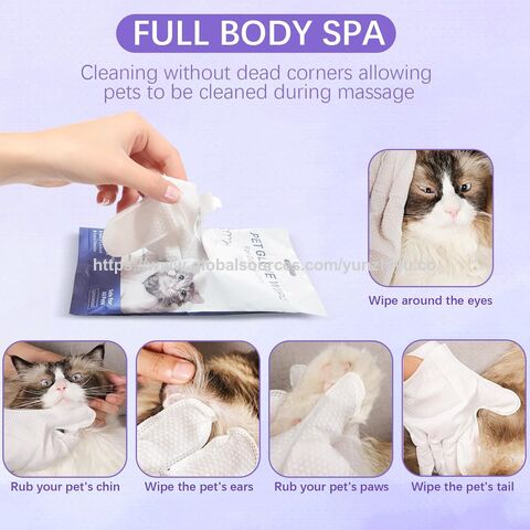Lingettes Déodorantes et Nettoyantes pour Animaux de Compagnie, Gants de Toilette Doux Hypoallergéniques pour le Soin des Animaux