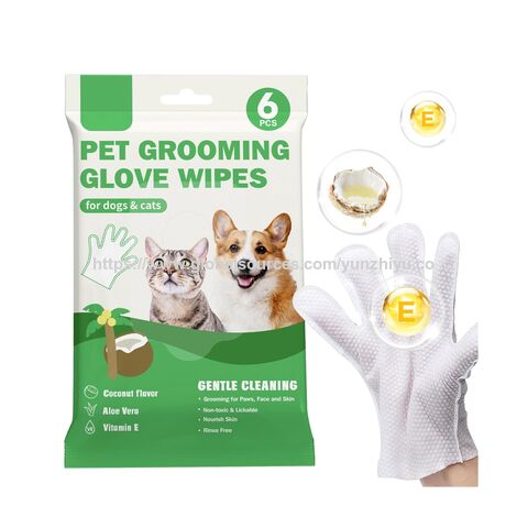 Lingettes Déodorantes et Nettoyantes pour Animaux de Compagnie, Gants de Toilette Doux Hypoallergéniques pour le Soin des Animaux