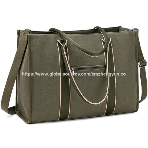 Sac fourre-tout pour ordinateur portable pour femmes, sac à bandoulière en toile pour le travail, sac messager pour ordinateur, sac à main pour enseignant, porte-documents de bureau avec TISSU AVEC GRS