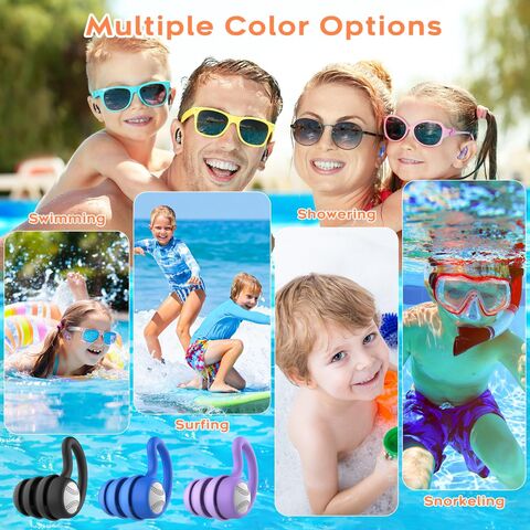 Tapones para oídos de natación para niños - Protección auditiva impermeable, reutilizable, de silicona suave para niños de 2 a 9 años