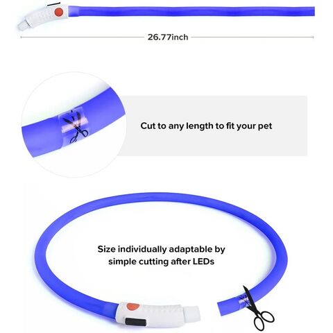 Individuell anpassbares, wiederaufladbares LED-Hundehalsband mit USB, leuchtendes Sicherheitshalsband für Haustiere, zuschneidbares Silikon-Hundehalsband mit Beleuchtung für Nachtspaziergänge