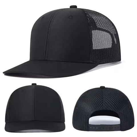 Venta al por mayor de gorras de béisbol lisas con parche de cuero bordado personalizado, Richardson 112, gorra de camionero con malla trasera, gorras deportivas con cierre ajustable