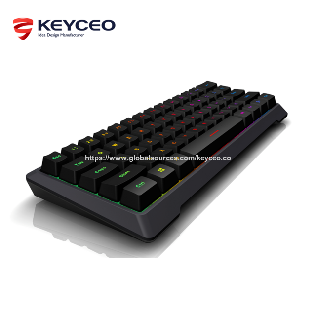 Teclado gaming compacto sem fio mini recarregável portátil 60% teclado de membrana jogo RGB