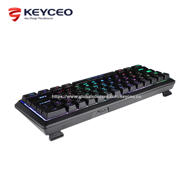 Teclado gaming compacto sem fio mini recarregável portátil 60% teclado de membrana jogo RGB