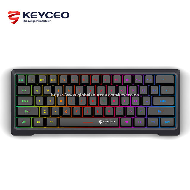 Teclado gaming compacto sem fio mini recarregável portátil 60% teclado de membrana jogo RGB
