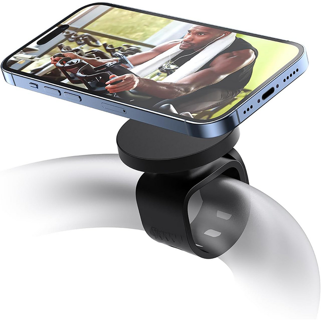 Support téléphone de fitness pour salle de sport, rotatif à 360°, anti-corrosion, compatible MagSafe, aimants puissants N52, matériau en caoutchouc, sangle réglable pour poussette