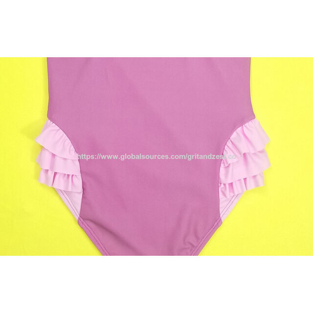 Traje de baño de una pieza para bebé, diseño flamenco adorable, volantes 3D de triple capa como plumas, material reciclado suave