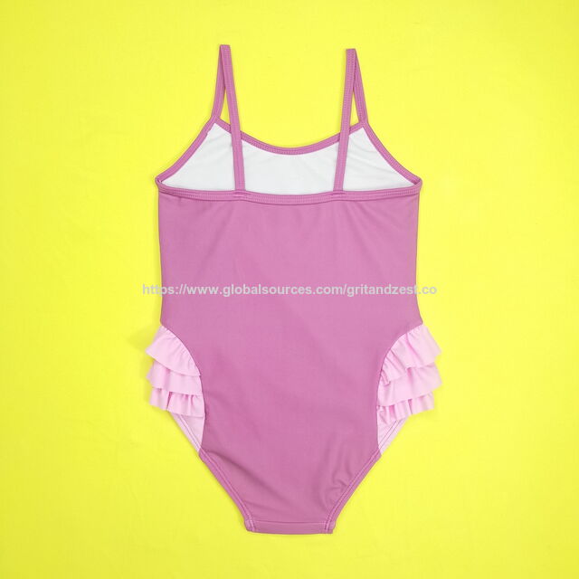 Traje de baño de una pieza para bebé, diseño flamenco adorable, volantes 3D de triple capa como plumas, material reciclado suave