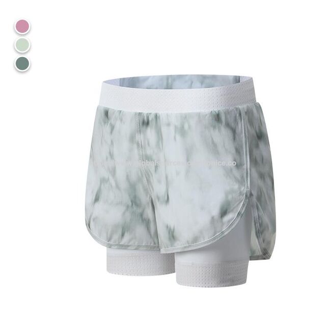 Short de sport 2 en 1 pour femmes, short de course respirant, short de gym à séchage rapide avec poches arrière