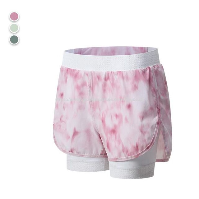Short de sport 2 en 1 pour femmes, short de course respirant, short de gym à séchage rapide avec poches arrière
